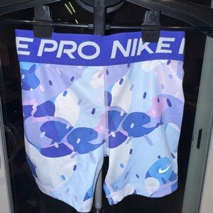 Nike Pro White and Blue Dri-FIT Shorts
